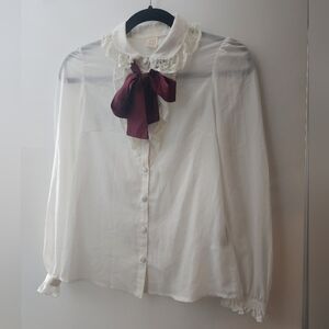 Secret Honey White Blouse With Bow